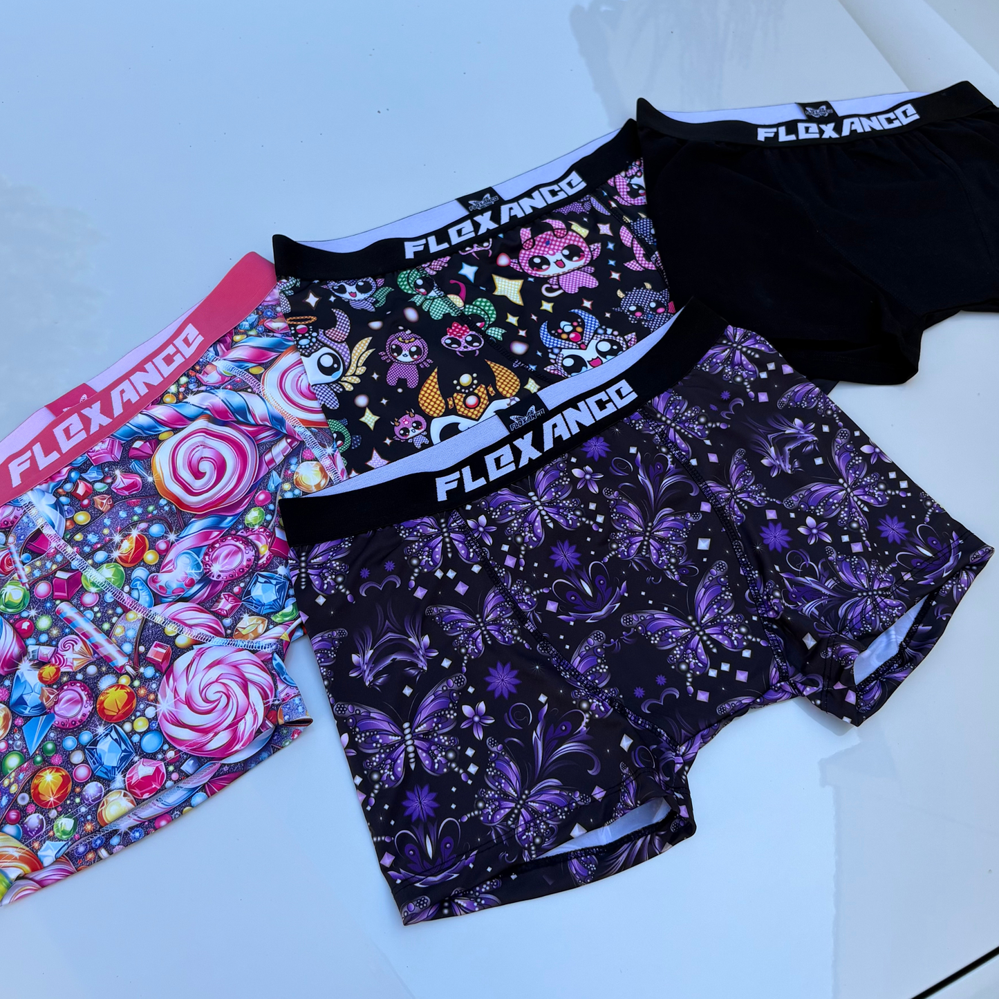 Pack de 3 boxers Flexance Black, Butterfly et Candy