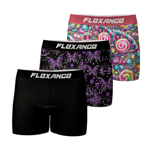 Pack de 3 boxers Flexance Black, Butterfly et Candy