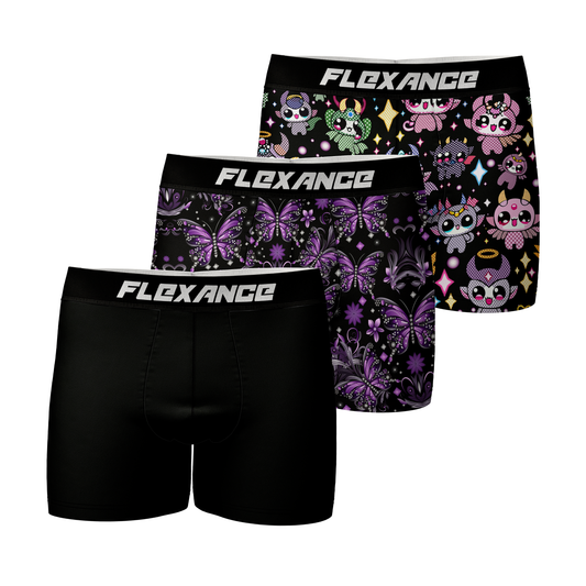 Pack de 3 boxers Flexance Black, Butterfly et Demon