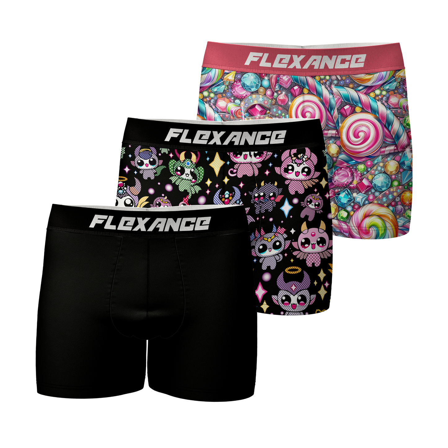 Pack de 3 boxers Flexance Black, Demon et  Candy