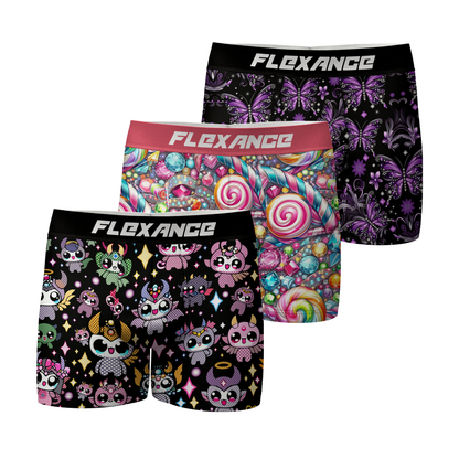 Pack de 3 boxers Flexance Demon, Candy et Butterfly