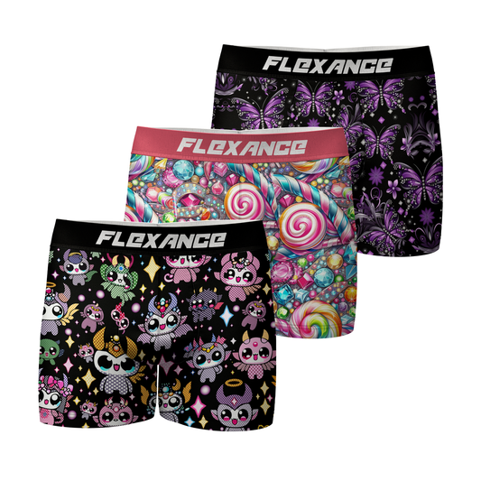 Pack de 3 boxers Flexance Demon, Candy et Butterfly